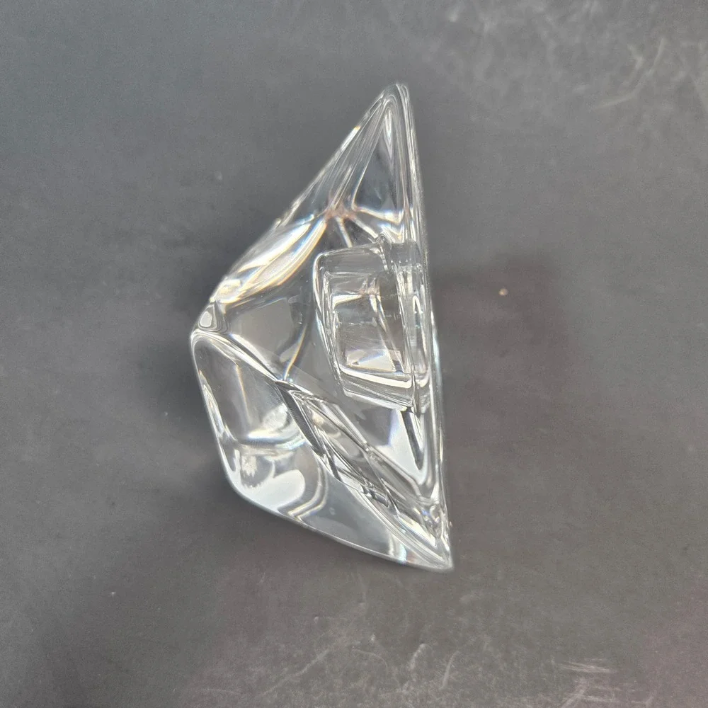 Orrefors Sweden Crystal Diamond Votive Candle Holder Anne Nilsson Signed Square